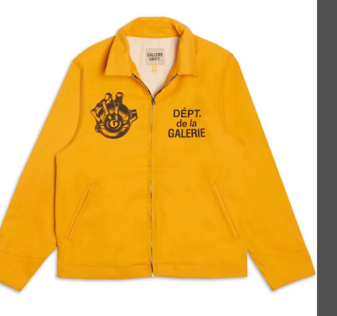 Gallery Dept. Montecito Jacket Eye Logo English Letter Printed Basic Kahart Bottom Coach Zipper Jacket Yellow S M L XL