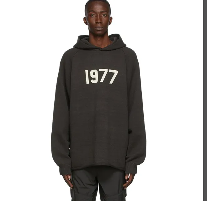 FEAR OF GOD ESSENTIALS FOG 22ss Double Thread 1977 Hooded Knitted Curled Sweater Metal Grey Wheat White S M L XL