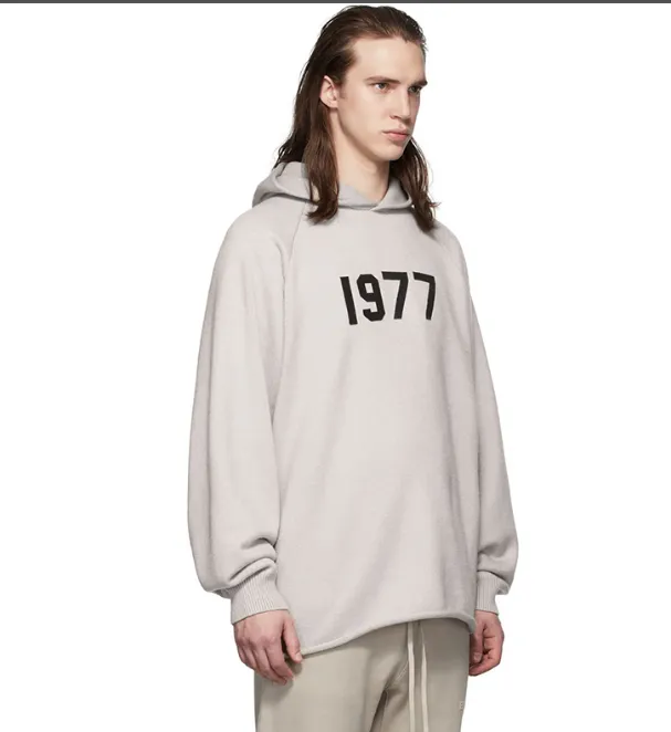 FEAR OF GOD ESSENTIALS FOG 22ss Double Thread 1977 Hooded Knitted Curled Sweater Metal Grey Wheat White S M L XL