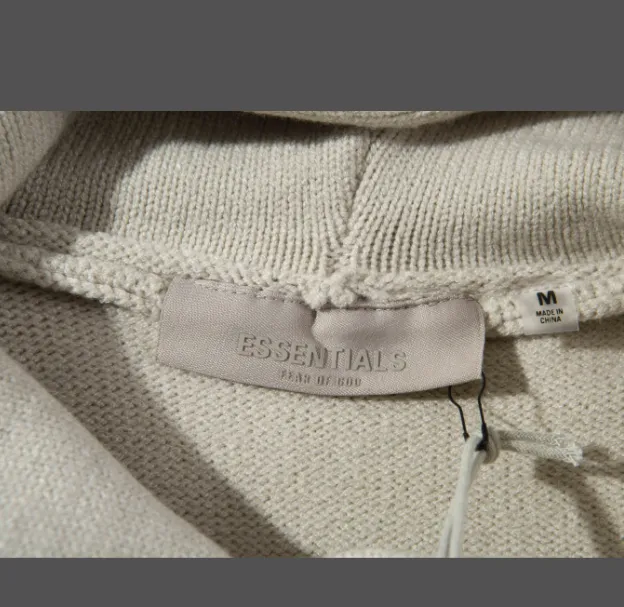 FEAR OF GOD ESSENTIALS FOG 22ss Double Thread 1977 Hooded Knitted Curled Sweater Metal Grey Wheat White S M L XL