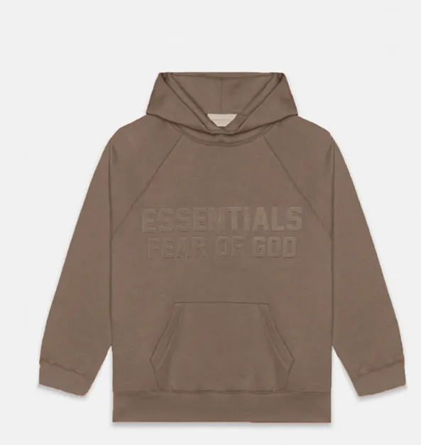 FEAR OF GOD ESSENTIALS 22FW New Color Thick Edition Plush Letter Logo Hoodie with Velvet Coral Milk Smoke Grey S M L XL