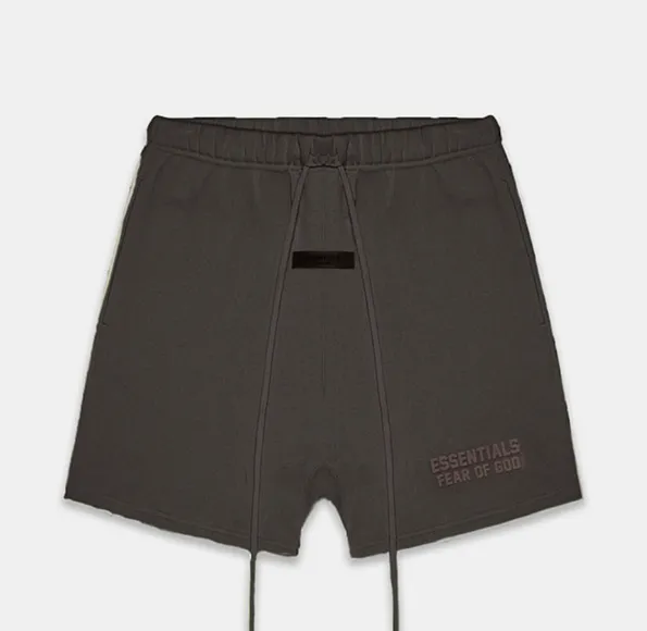 FEAR OF GOD Essentials 22FW High Street Logo Thick Edition Plush Drawstring Shorts Coral Milk Smoke Grey S M L XL