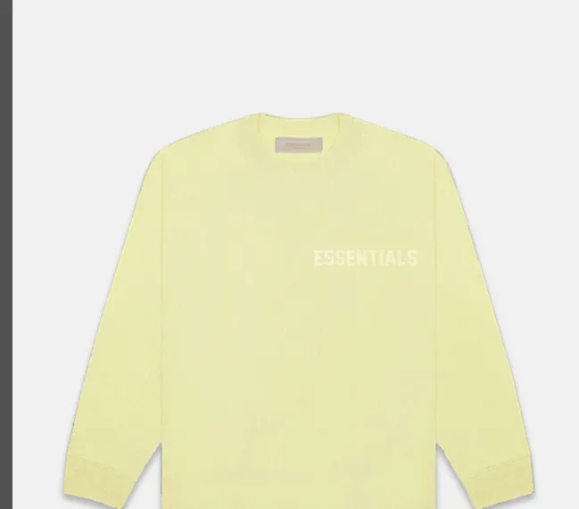 FEAR OF GOD ESSENTIALS 22FW LS TEE New Color Thick Edition Plush Letter Logo Round Neck Long Sleeve T-shirt Coral Milk White Smoke Grey S M L XL