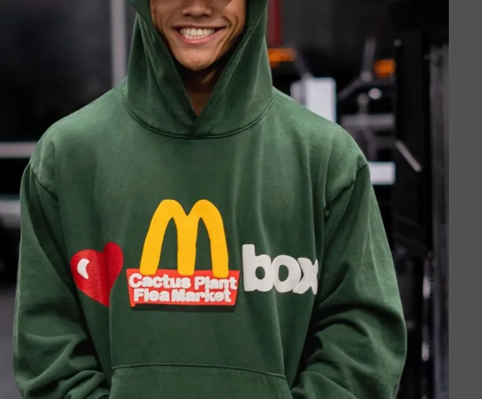 Cactus Plant Flea Market x McDonald's CPFM collaboration latest season foam printed fleece hoodie size: S M L XL