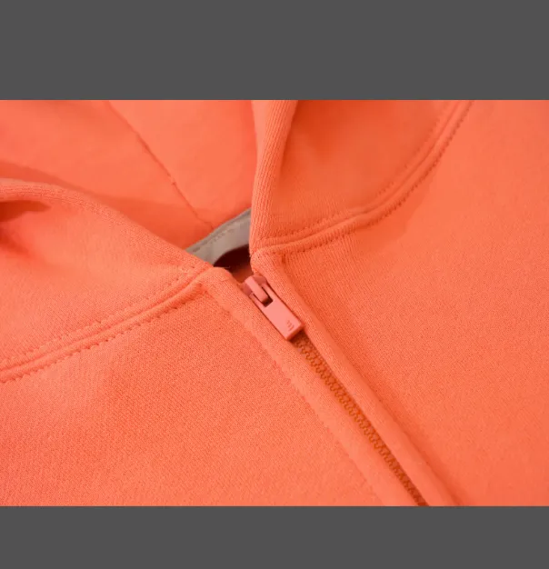 FEAR OF GOD ESSENTIALS LOGO Letter Plush Zipper Hoodie Coat Coral Orange Ash Feather Apricot S-XL