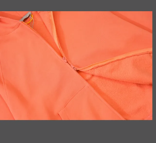 FEAR OF GOD ESSENTIALS LOGO Letter Plush Zipper Hoodie Coat Coral Orange Ash Feather Apricot S-XL