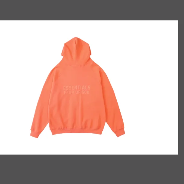 FEAR OF GOD ESSENTIALS LOGO Letter Plush Zipper Hoodie Coat Coral Orange Ash Feather Apricot S-XL