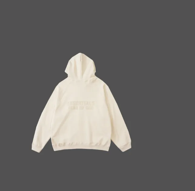 FEAR OF GOD ESSENTIALS LOGO Letter Plush Zipper Hoodie Coat Coral Orange Ash Feather Apricot S-XL