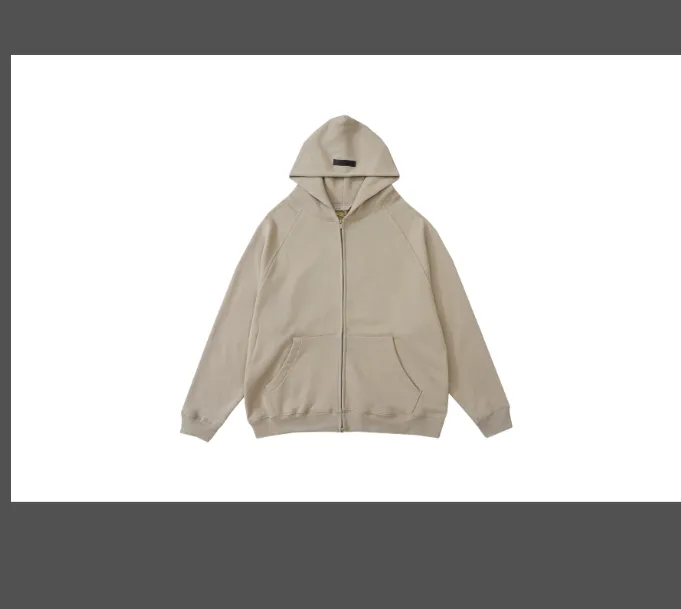 FEAR OF GOD ESSENTIALS LOGO Letter Plush Zipper Hoodie Coat Coral Orange Ash Feather Apricot S-XL