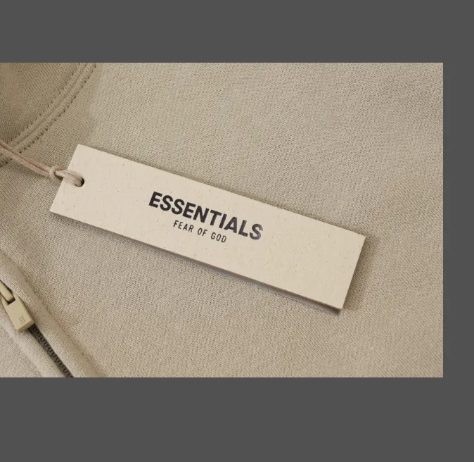 FEAR OF GOD ESSENTIALS LOGO Letter Plush Zipper Hoodie Coat Coral Orange Ash Feather Apricot S-XL