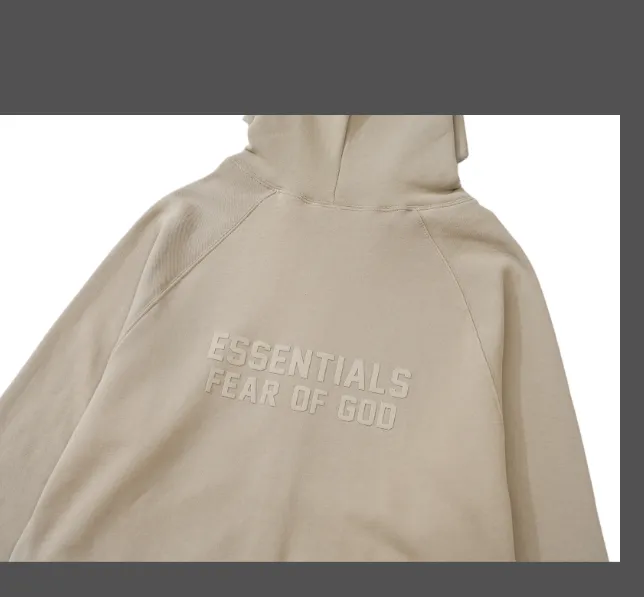 FEAR OF GOD ESSENTIALS LOGO Letter Plush Zipper Hoodie Coat Coral Orange Ash Feather Apricot S-XL