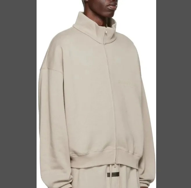 Fear of God Essentials Full Zip Jacket FOG Multi line Plush Zipper Stand up Collar Retro Casual Jacket Wooden Brown Grey Black Light Yellow Coral Smoke Grey Milk White S M L XL