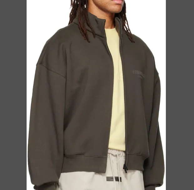 Fear of God Essentials Full Zip Jacket FOG Multi line Plush Zipper Stand up Collar Retro Casual Jacket Wooden Brown Grey Black Light Yellow Coral Smoke Grey Milk White S M L XL