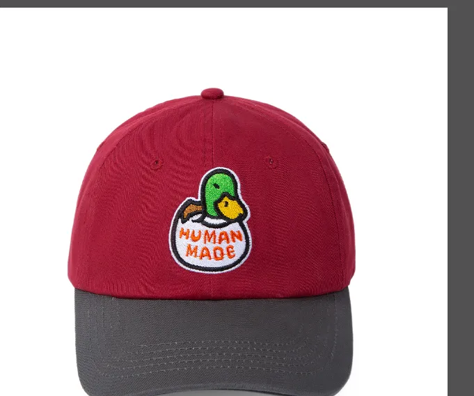 HUBAN MADE Color blocked Ducks, Green Ducks, Baseball Hats, Duck Tongue Hats, Green Blocked Khaki, Camel Blocked Coffee, Red Blocked Grey