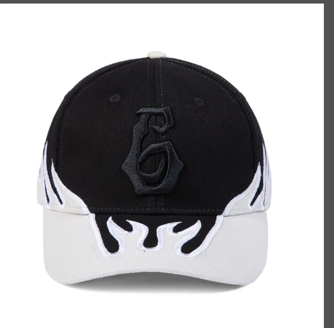 KANYE concert limited edition flame 6-letter racing cap baseball cap black letters white letters