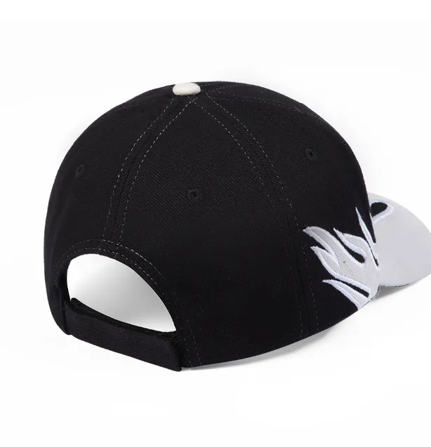 KANYE concert limited edition flame 6-letter racing cap baseball cap black letters white letters