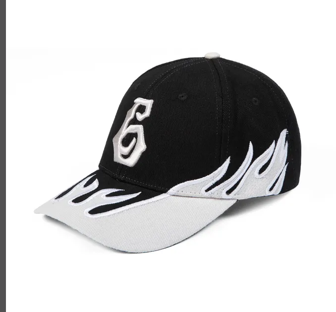 KANYE concert limited edition flame 6-letter racing cap baseball cap black letters white letters