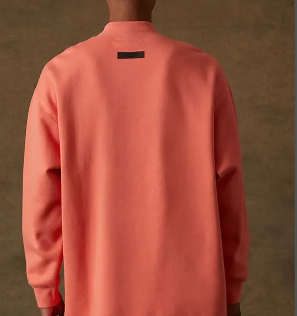 FEAR OF GOD ESSENTIALS LOGO letter plush round neck hoodie feather apricot coral orange carbon gray Nai Huang S-XL