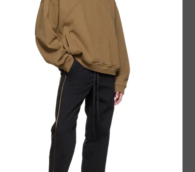 RHUDE Autumn Winter Retro Zipper Stand up Collar Splicing Hoodie Embroidered with Velvet Sweater Light Coffee S-XL Size