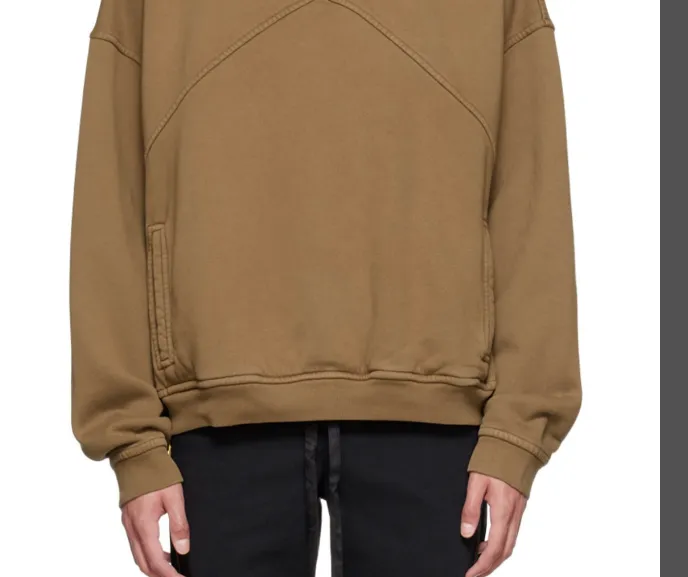 RHUDE Autumn Winter Retro Zipper Stand up Collar Splicing Hoodie Embroidered with Velvet Sweater Light Coffee S-XL Size