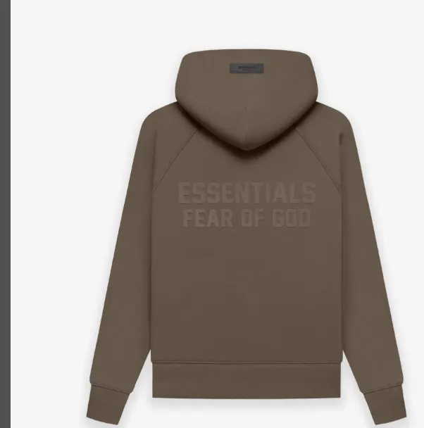 FEAR OF GOD ESSENTIALS Fullzip Hoodie FOG Double line Thick Plate Plush Zipper Hoodie with Velvet Coat Grey Black Wood Brown Light Yellow Milk White Smoke Grey Coral S M L XL