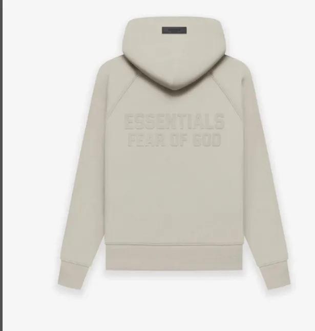 FEAR OF GOD ESSENTIALS Fullzip Hoodie FOG Double line Thick Plate Plush Zipper Hoodie with Velvet Coat Grey Black Wood Brown Light Yellow Milk White Smoke Grey Coral S M L XL