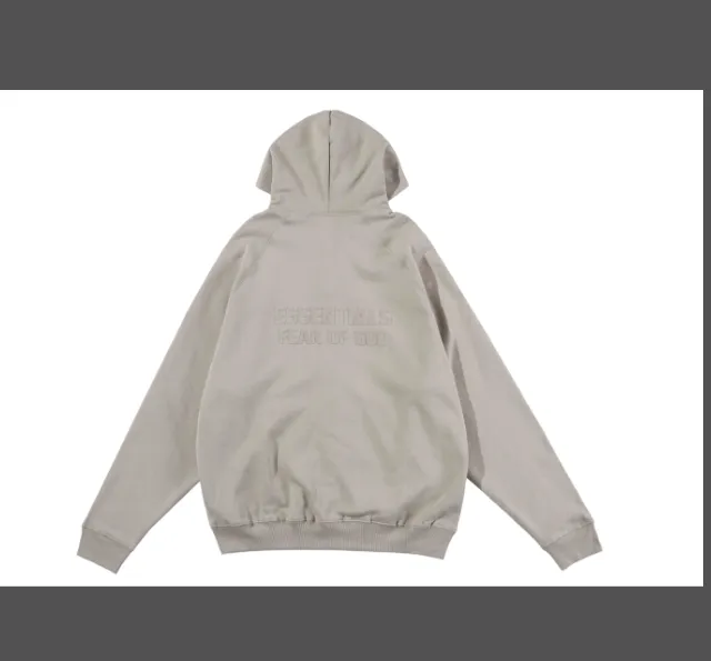 FEAR OF GOD ESSENTIALS Fullzip Hoodie FOG Double line Thick Plate Plush Zipper Hoodie with Velvet Coat Grey Black Wood Brown Light Yellow Milk White Smoke Grey Coral S M L XL