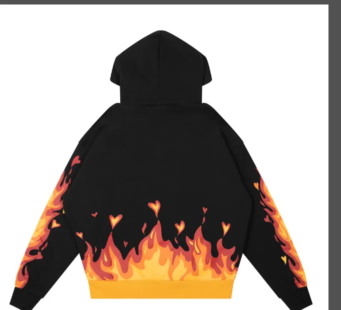 269 pieces of Yixing's same style DREAM HOUSE fire hoodie flame smiley face logo letter print hooded fleece sweatshirt black jujube red S M L XL