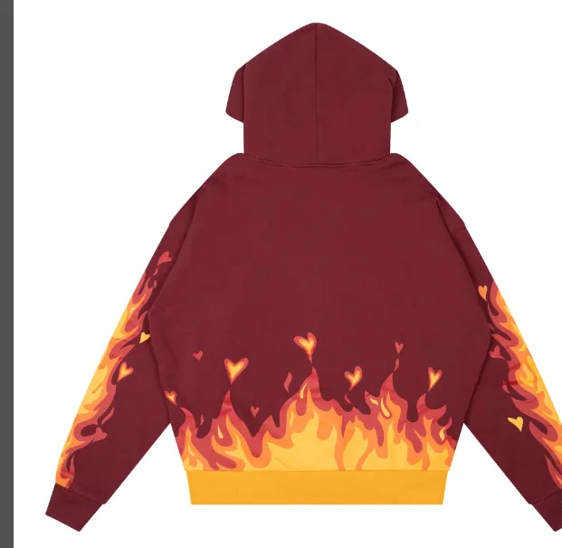 269 pieces of Yixing's same style DREAM HOUSE fire hoodie flame smiley face logo letter print hooded fleece sweatshirt black jujube red S M L XL