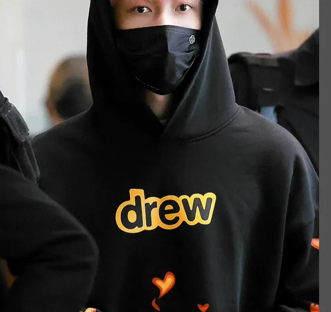 269 pieces of Yixing's same style DREAM HOUSE fire hoodie flame smiley face logo letter print hooded fleece sweatshirt black jujube red S M L XL