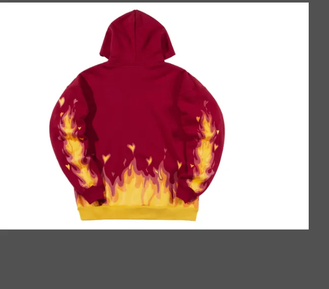 269 pieces of Yixing's same style DREAM HOUSE fire hoodie flame smiley face logo letter print hooded fleece sweatshirt black jujube red S M L XL