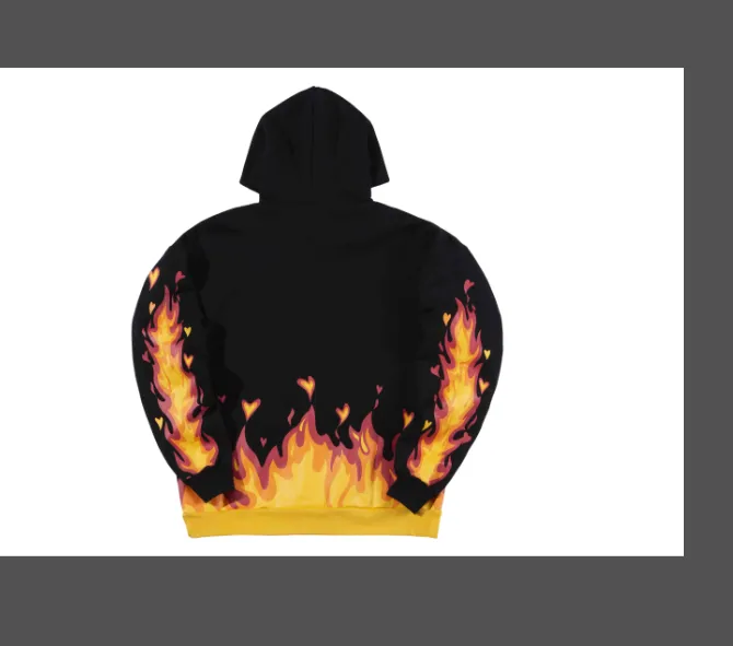 269 pieces of Yixing's same style DREAM HOUSE fire hoodie flame smiley face logo letter print hooded fleece sweatshirt black jujube red S M L XL