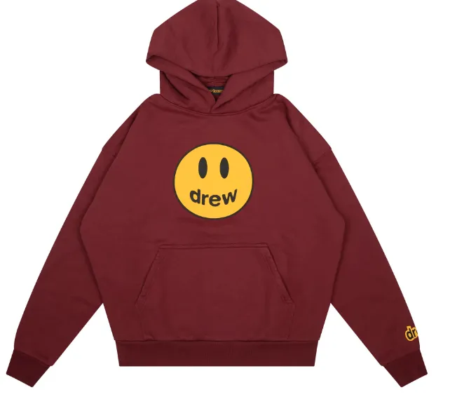 Drew HOUSE 22SS Mascot Hoodie New Color Smile Logo Printed Hoodie Date Red Fruit Green Flower Grey Watermelon Red S M L XL