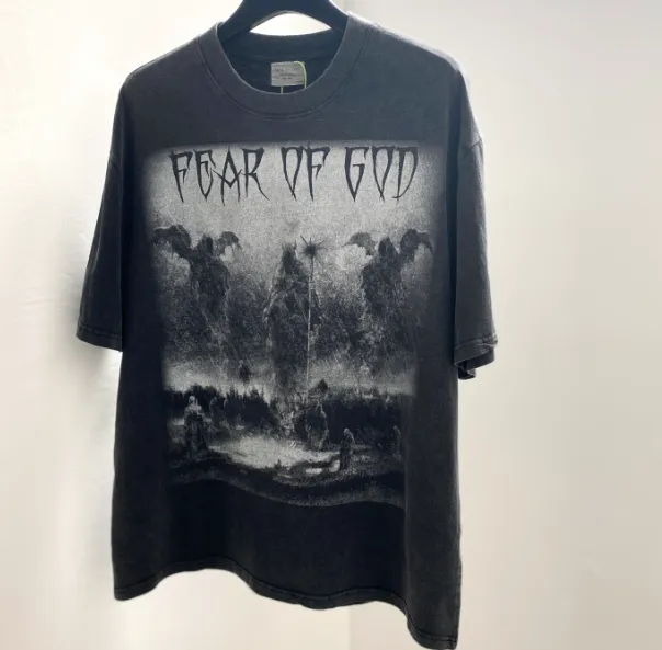 Heavy Duty Washwater Used FOG Manager JERRY Promotes FEAR OF GOD Three God Judgment Redemption Limited Edition 1OF 1 Bottom Vintage Short Sleeve Size: S M L XL Real Photo Protected