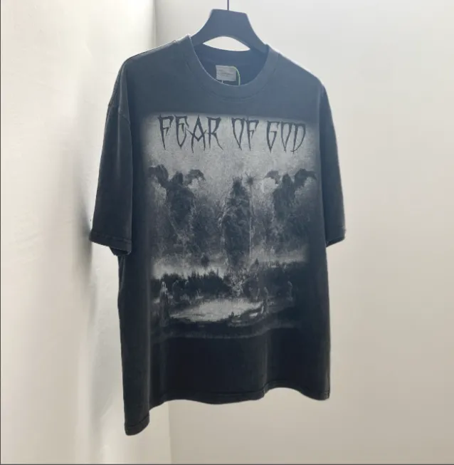 Heavy Duty Washwater Used FOG Manager JERRY Promotes FEAR OF GOD Three God Judgment Redemption Limited Edition 1OF 1 Bottom Vintage Short Sleeve Size: S M L XL Real Photo Protected