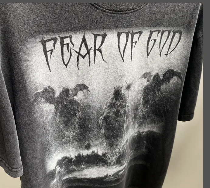 Heavy Duty Washwater Used FOG Manager JERRY Promotes FEAR OF GOD Three God Judgment Redemption Limited Edition 1OF 1 Bottom Vintage Short Sleeve Size: S M L XL Real Photo Protected