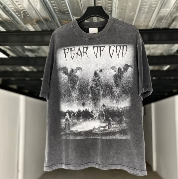 Heavy Duty Washwater Used FOG Manager JERRY Promotes FEAR OF GOD Three God Judgment Redemption Limited Edition 1OF 1 Bottom Vintage Short Sleeve Size: S M L XL Real Photo Protected