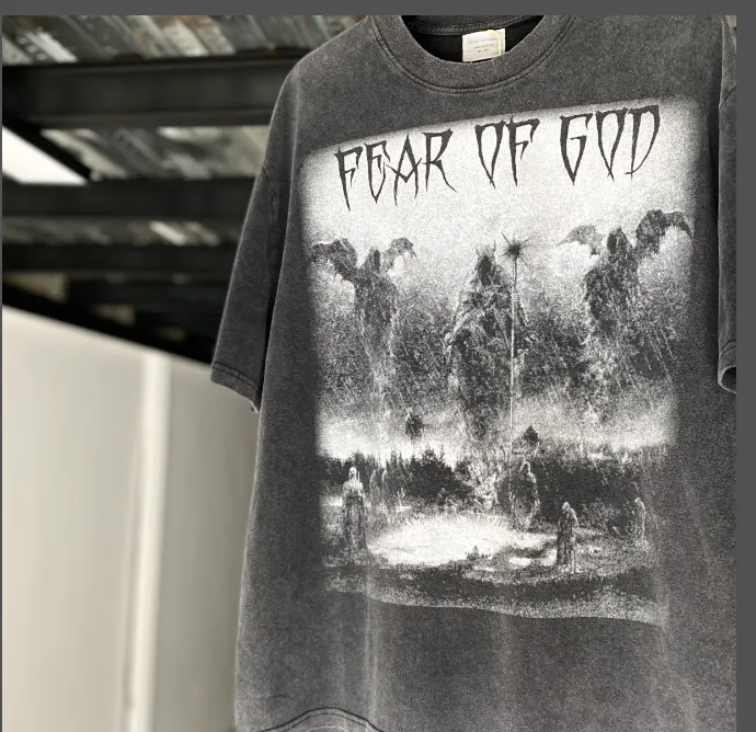 Heavy Duty Washwater Used FOG Manager JERRY Promotes FEAR OF GOD Three God Judgment Redemption Limited Edition 1OF 1 Bottom Vintage Short Sleeve Size: S M L XL Real Photo Protected