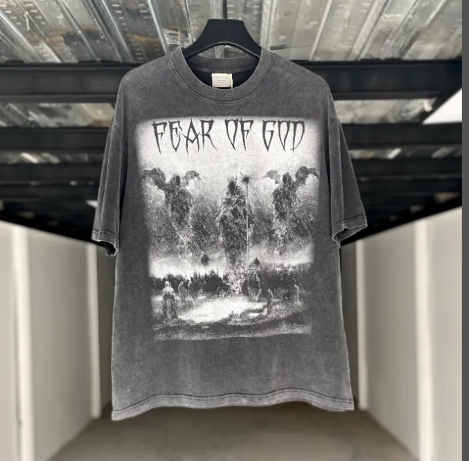 Heavy Duty Washwater Used FOG Manager JERRY Promotes FEAR OF GOD Three God Judgment Redemption Limited Edition 1OF 1 Bottom Vintage Short Sleeve Size: S M L XL Real Photo Protected