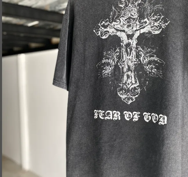 Heavy Duty Washwater Used FOG Manager JERRY Promotes FEAR OF GOD Three God Judgment Redemption Limited Edition 1OF 1 Bottom Vintage Short Sleeve Size: S M L XL Real Photo Protected