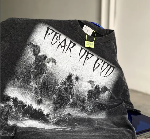 Heavy Duty Washwater Used FOG Manager JERRY Promotes FEAR OF GOD Three God Judgment Redemption Limited Edition 1OF 1 Bottom Vintage Short Sleeve Size: S M L XL Real Photo Protected