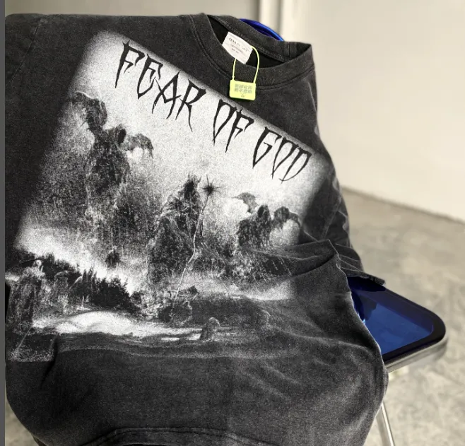 Heavy Duty Washwater Used FOG Manager JERRY Promotes FEAR OF GOD Three God Judgment Redemption Limited Edition 1OF 1 Bottom Vintage Short Sleeve Size: S M L XL Real Photo Protected