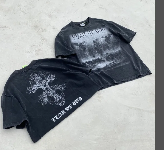 Heavy Duty Washwater Used FOG Manager JERRY Promotes FEAR OF GOD Three God Judgment Redemption Limited Edition 1OF 1 Bottom Vintage Short Sleeve Size: S M L XL Real Photo Protected