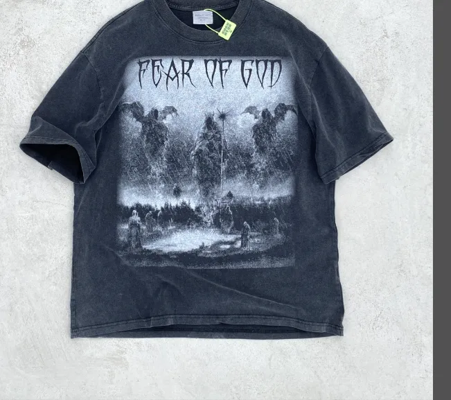 Heavy Duty Washwater Used FOG Manager JERRY Promotes FEAR OF GOD Three God Judgment Redemption Limited Edition 1OF 1 Bottom Vintage Short Sleeve Size: S M L XL Real Photo Protected