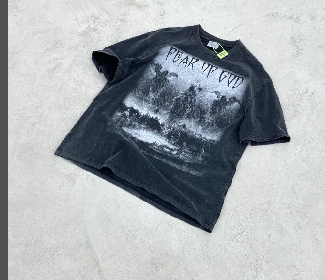 Heavy Duty Washwater Used FOG Manager JERRY Promotes FEAR OF GOD Three God Judgment Redemption Limited Edition 1OF 1 Bottom Vintage Short Sleeve Size: S M L XL Real Photo Protected