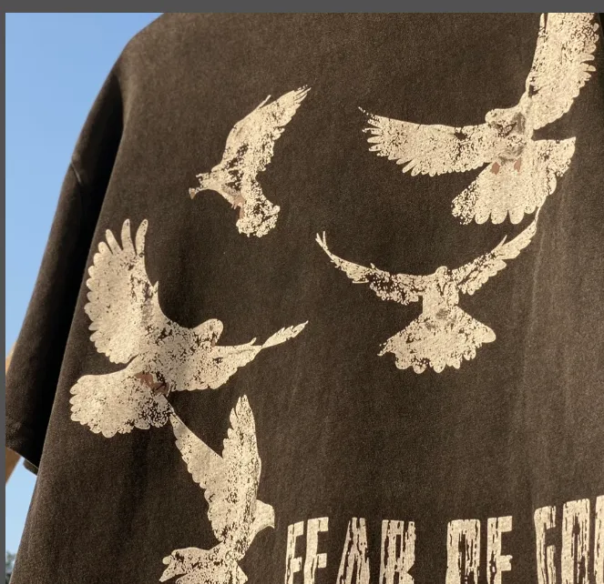 JERRY Same Style SAINT MICHAEL Handheld Rose Collaboration FOG White Dove Limited Edition High Street Retro Heavy Old Washed Vintage Short Sleeve Size: S M L XL Note: Our company has applied for art copyright for this pattern