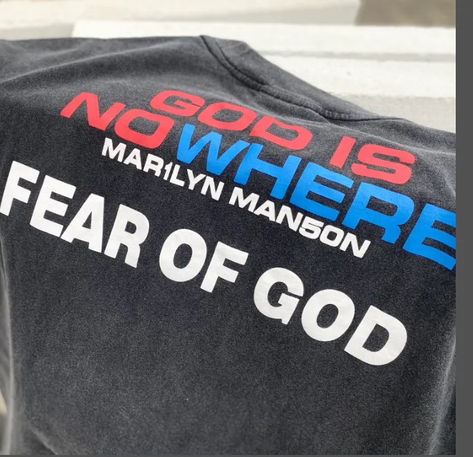 Marilyn Manson "God is Everywhere" Heavy duty Washed Old Loose Vintage Tee Washed Deep Grey Size: S M L XL