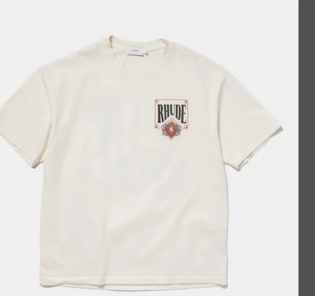 RHUDE VINTAGE CARD TEE Retro Card Logo Printed Short Sleeve T-shirt White S M L XL