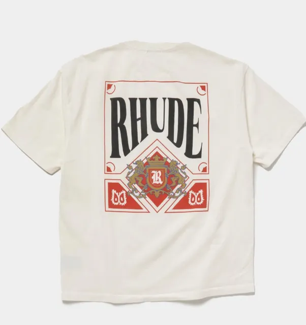 RHUDE VINTAGE CARD TEE Retro Card Logo Printed Short Sleeve T-shirt White S M L XL