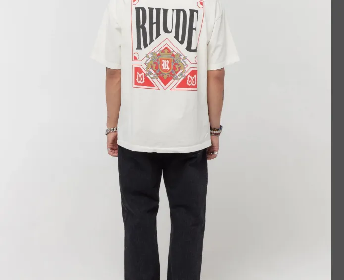 RHUDE VINTAGE CARD TEE Retro Card Logo Printed Short Sleeve T-shirt White S M L XL